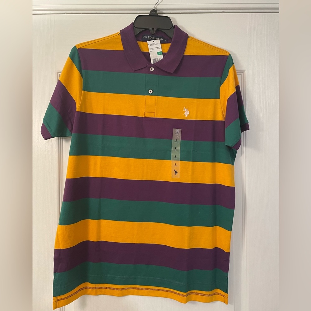 U.S. Polo Association Mardi Gras Polo (Size Large) NWT